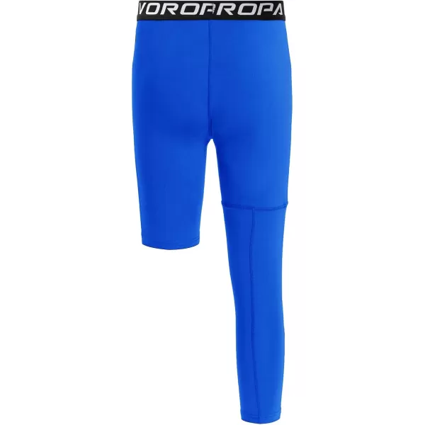 DEVOROPA Youth Boys Compression Pants with Knee Pads 34 Basketball Athletic Tights Quick Dry Sports Workout LeggingsRoyal Blueright Long