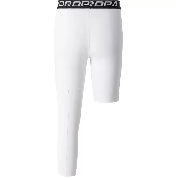 DEVOROPA Youth Boys Compression Pants with Knee Pads 34 Basketball Athletic Tights Quick Dry Sports Workout LeggingsWhiteleft Long