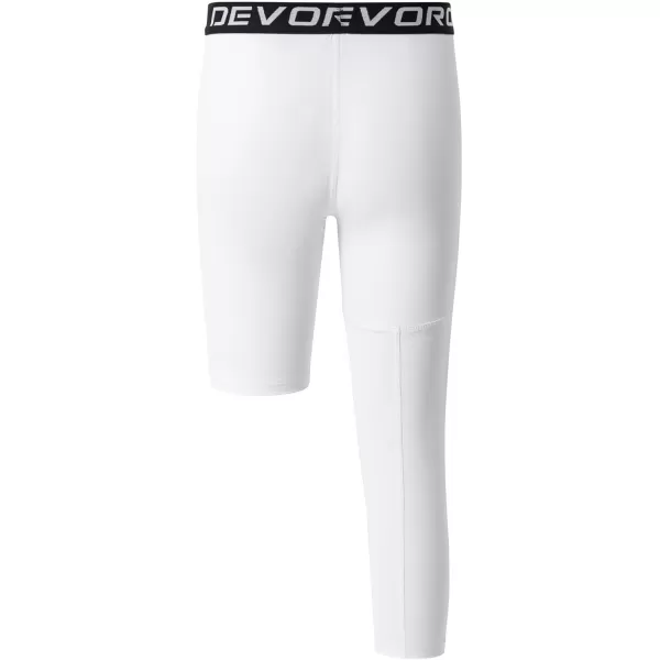 DEVOROPA Youth Boys Compression Pants with Knee Pads 34 Basketball Athletic Tights Quick Dry Sports Workout LeggingsWhiteright Long