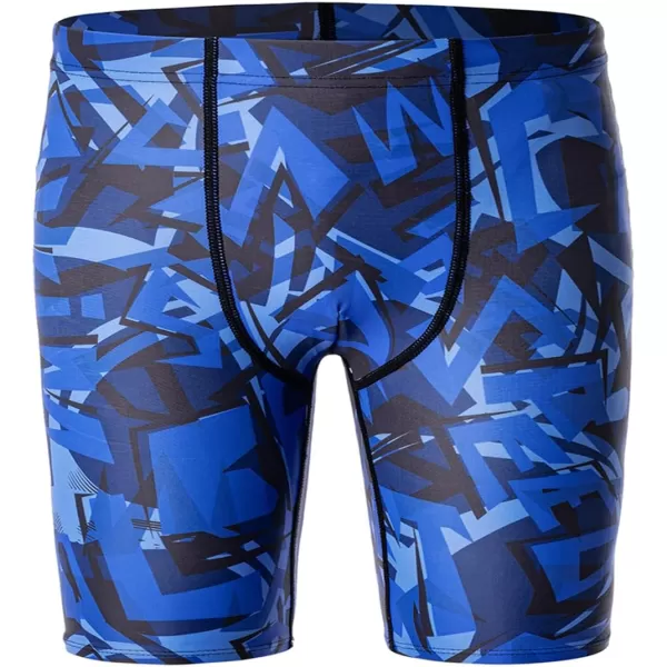 DEVOROPA Youth Boys Swim Shorts Square Leg Swimsuit Nylon Swimming Boxer Brief UPF 50Abstract B