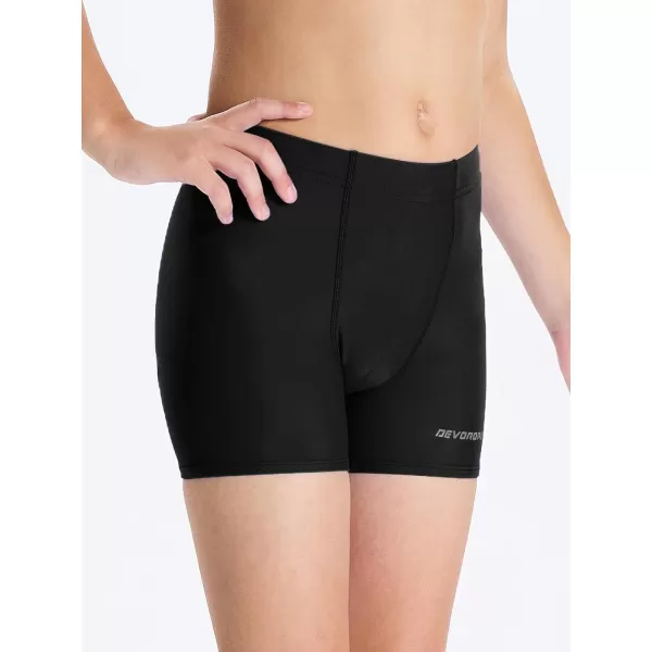 DEVOROPA Youth Boys Swim Shorts Square Leg Swimsuit Nylon Swimming Boxer Brief UPF 50Black