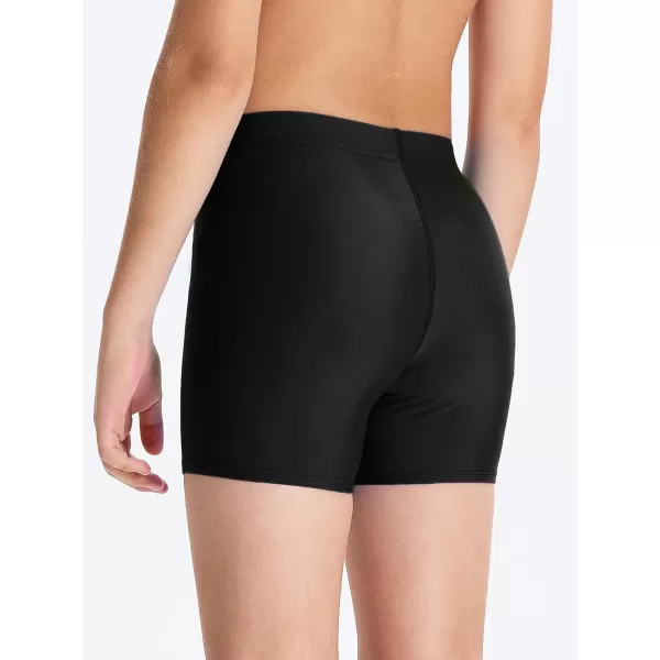 DEVOROPA Youth Boys Swim Shorts Square Leg Swimsuit Nylon Swimming Boxer Brief UPF 50Black