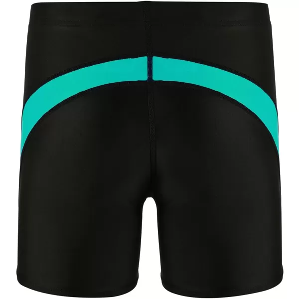 DEVOROPA Youth Boys Swim Shorts Square Leg Swimsuit Nylon Swimming Boxer Brief UPF 50BlackGreen