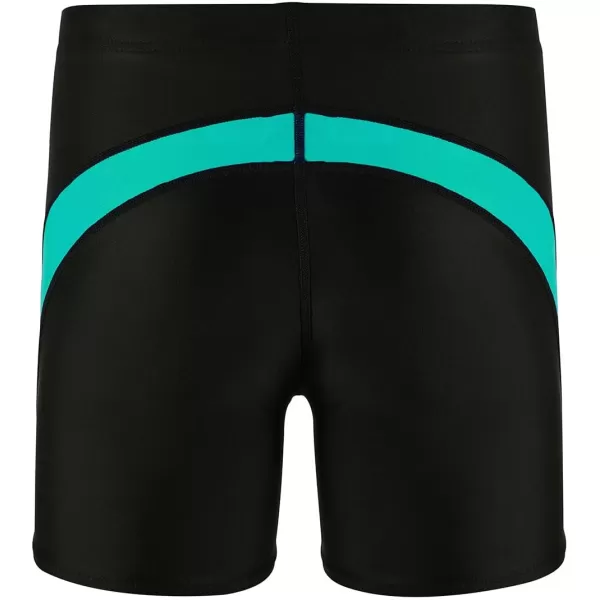 DEVOROPA Youth Boys Swim Shorts Square Leg Swimsuit Nylon Swimming Boxer Brief UPF 50BlackGreen
