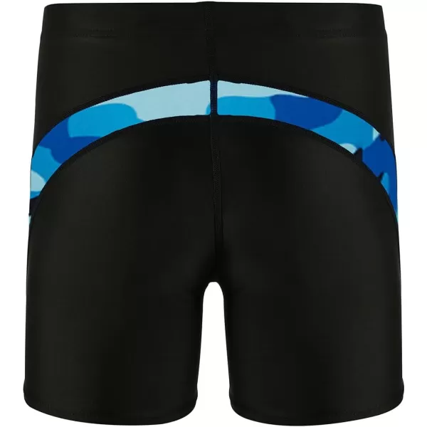 DEVOROPA Youth Boys Swim Shorts Square Leg Swimsuit Nylon Swimming Boxer Brief UPF 50BlackWave