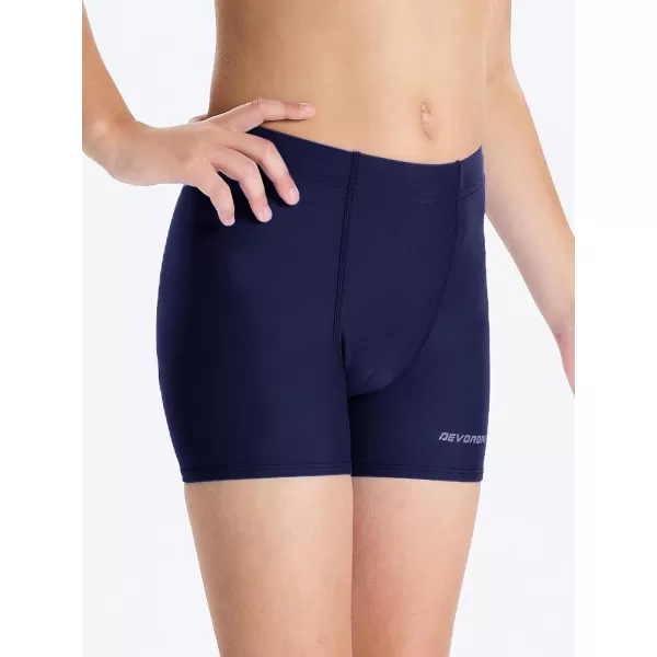 DEVOROPA Youth Boys Swim Shorts Square Leg Swimsuit Nylon Swimming Boxer Brief UPF 50Navy