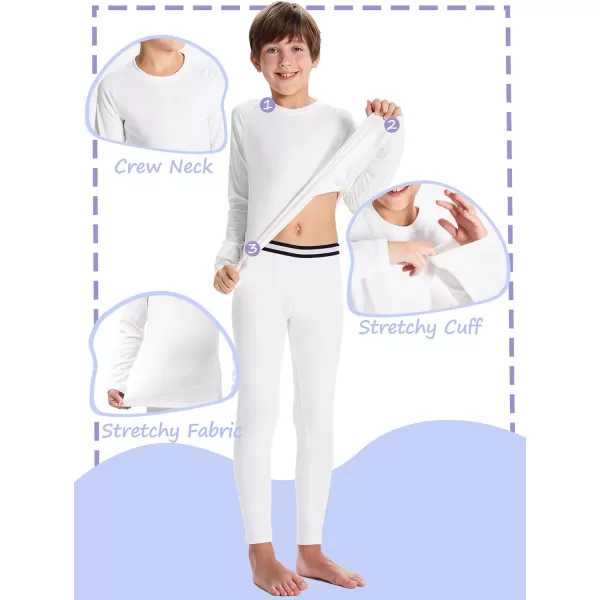 DEVOROPA Youth Boys Thermal Underwear set for Kids Fleece Lined Base Layer Stretch Long Johns for kids Winter Cold GearBlackWhite