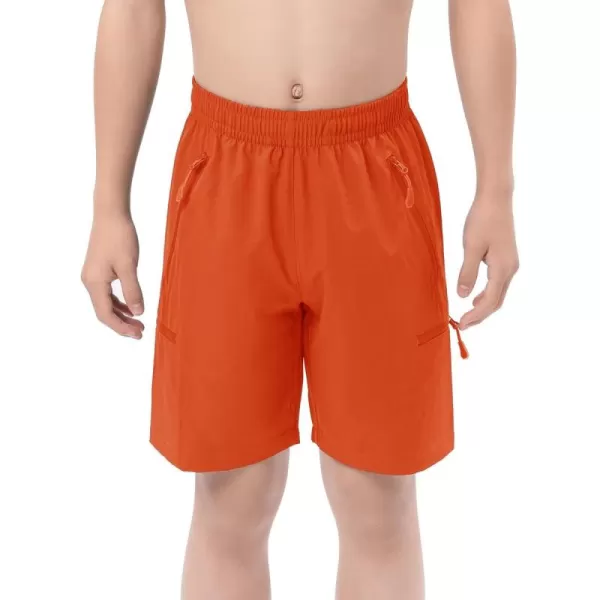 DEVOROPA Boys Athletic Shorts Lightweight Quick Dry Hiking Cargo Shorts with Zipper Pockets for Outdoor RunningOrange