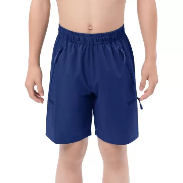 DEVOROPA Boys Athletic Shorts Lightweight Quick Dry Hiking Cargo Shorts with Zipper Pockets for Outdoor RunningRoyal Blue
