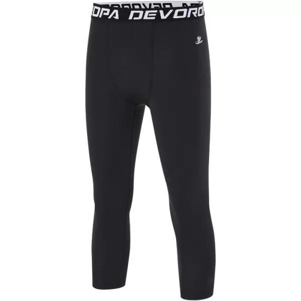 DEVOROPA Boys Leggings Quick Dry Youth Compression Pants Sports Tights Basketball Base Layer34 Lengthblack