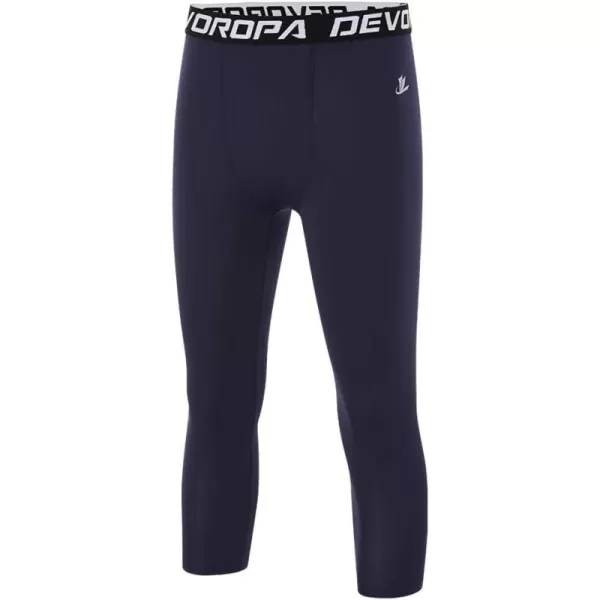DEVOROPA Boys Leggings Quick Dry Youth Compression Pants Sports Tights Basketball Base Layer34 Lengthnavy