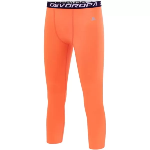 DEVOROPA Boys Leggings Quick Dry Youth Compression Pants Sports Tights Basketball Base Layer34 Lengthorange