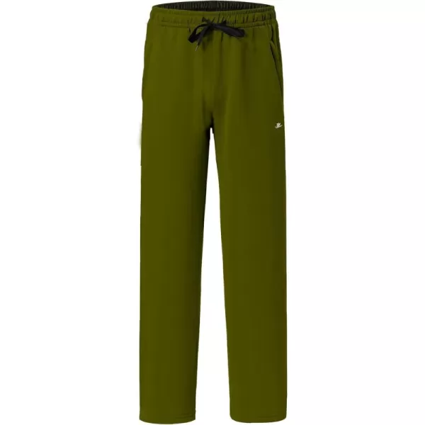DEVOROPA Boys Sweatpants Open Bottom Water Resistant Youth Kids Track Athletic Running Pants Straight Leg Zipper PocketsArmy Green