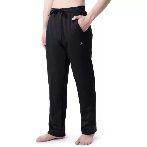 DEVOROPA Boys Sweatpants Open Bottom Water Resistant Youth Kids Track Athletic Running Pants Straight Leg Zipper PocketsBlack