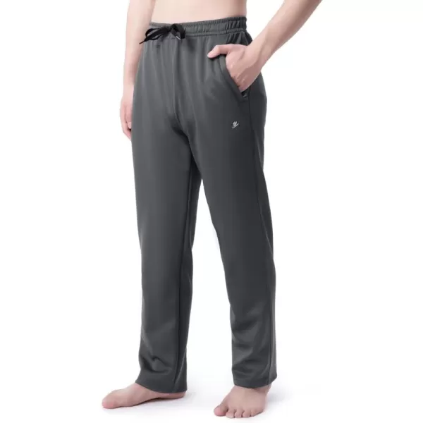 DEVOROPA Boys Sweatpants Open Bottom Water Resistant Youth Kids Track Athletic Running Pants Straight Leg Zipper PocketsDark Grey