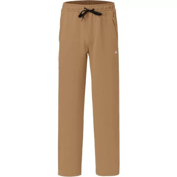 DEVOROPA Boys Sweatpants Open Bottom Water Resistant Youth Kids Track Athletic Running Pants Straight Leg Zipper PocketsKhaki