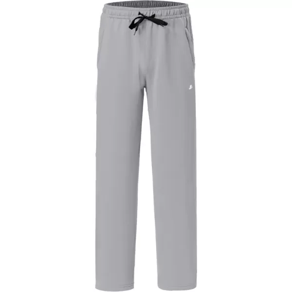DEVOROPA Boys Sweatpants Open Bottom Water Resistant Youth Kids Track Athletic Running Pants Straight Leg Zipper PocketsLight Grey