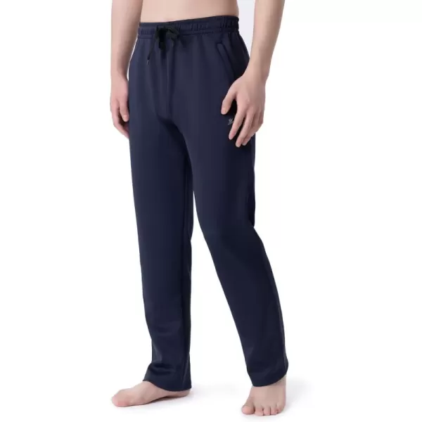 DEVOROPA Boys Sweatpants Open Bottom Water Resistant Youth Kids Track Athletic Running Pants Straight Leg Zipper PocketsNavy
