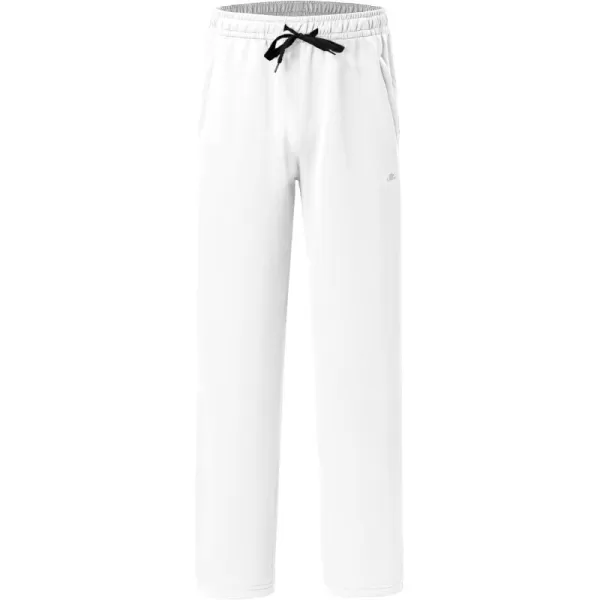 DEVOROPA Boys Sweatpants Open Bottom Water Resistant Youth Kids Track Athletic Running Pants Straight Leg Zipper PocketsWhite