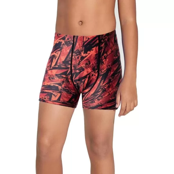 DEVOROPA Youth Boys Swim Shorts Square Leg Swimsuit Nylon Swimming Boxer Brief UPF 50Abstract C