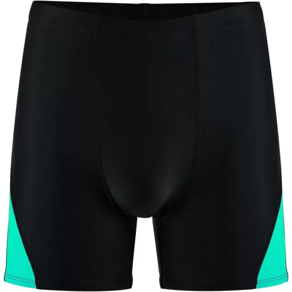 DEVOROPA Youth Boys Swim Shorts Square Leg Swimsuit Nylon Swimming Boxer Brief UPF 50BlackGreen