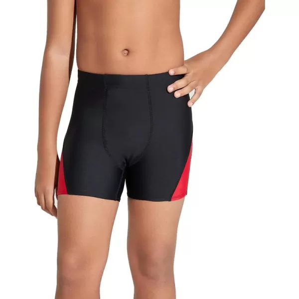 DEVOROPA Youth Boys Swim Shorts Square Leg Swimsuit Nylon Swimming Boxer Brief UPF 50BlackRed