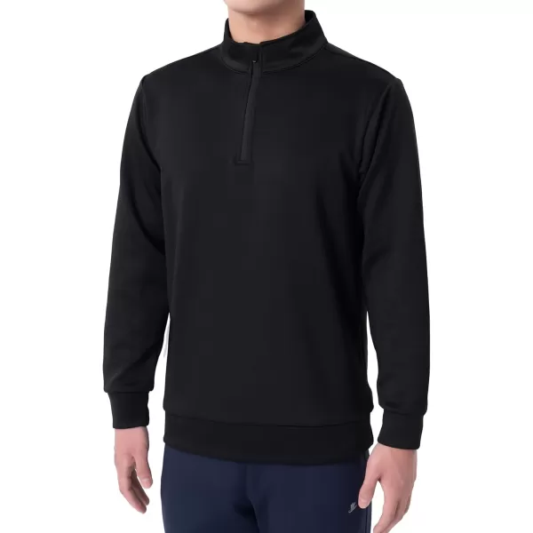 DEVOROPA Boys 14 Zip Pullover Jacket Fleece Lined Long Sleeve Kids Running Workout Tops Water Resistant Golf Thermal ShirtsBlack