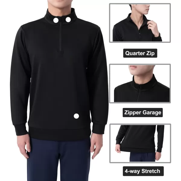 DEVOROPA Boys 14 Zip Pullover Jacket Fleece Lined Long Sleeve Kids Running Workout Tops Water Resistant Golf Thermal ShirtsBlack