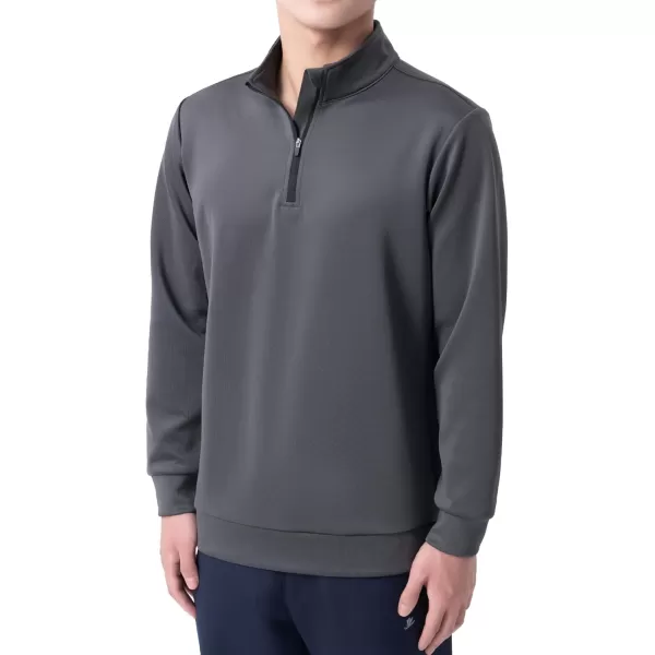 DEVOROPA Boys 14 Zip Pullover Jacket Fleece Lined Long Sleeve Kids Running Workout Tops Water Resistant Golf Thermal ShirtsDark Grey