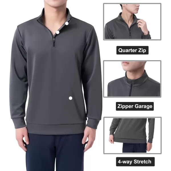 DEVOROPA Boys 14 Zip Pullover Jacket Fleece Lined Long Sleeve Kids Running Workout Tops Water Resistant Golf Thermal ShirtsDark Grey