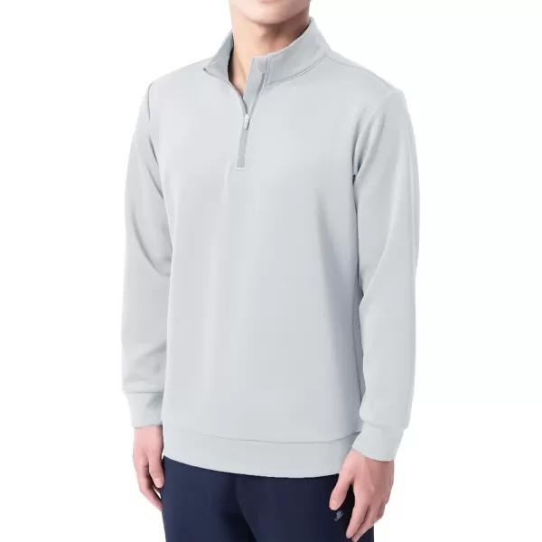 DEVOROPA Boys 14 Zip Pullover Jacket Fleece Lined Long Sleeve Kids Running Workout Tops Water Resistant Golf Thermal ShirtsLight Grey