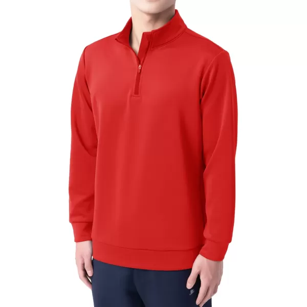 DEVOROPA Boys 14 Zip Pullover Jacket Fleece Lined Long Sleeve Kids Running Workout Tops Water Resistant Golf Thermal ShirtsRed