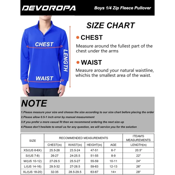 DEVOROPA Boys 14 Zip Pullover Jacket Fleece Lined Long Sleeve Kids Running Workout Tops Water Resistant Golf Thermal ShirtsRed