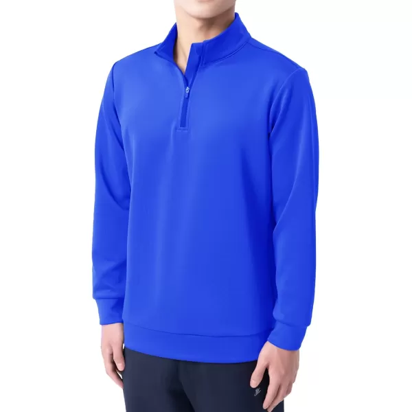 DEVOROPA Boys 14 Zip Pullover Jacket Fleece Lined Long Sleeve Kids Running Workout Tops Water Resistant Golf Thermal ShirtsRoyal Blue