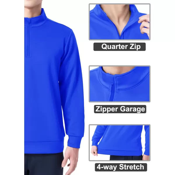 DEVOROPA Boys 14 Zip Pullover Jacket Fleece Lined Long Sleeve Kids Running Workout Tops Water Resistant Golf Thermal ShirtsRoyal Blue