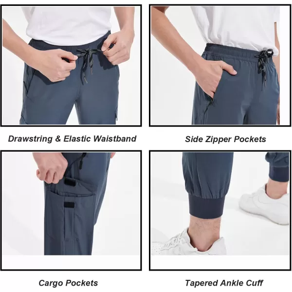 DEVOROPA Boys Joggers Lightweight Hiking Cargo Pants Water Resistant UPF 50 Quick Dry Youth Kids Athletic Running PantsCool Gray