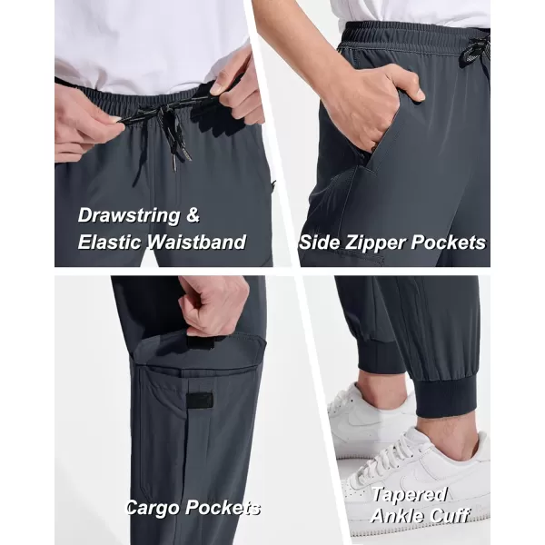 DEVOROPA Boys Joggers Lightweight Hiking Cargo Pants Water Resistant UPF 50 Quick Dry Youth Kids Athletic Running PantsDark Gray
