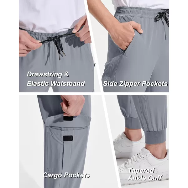 DEVOROPA Boys Joggers Lightweight Hiking Cargo Pants Water Resistant UPF 50 Quick Dry Youth Kids Athletic Running PantsLight Gray