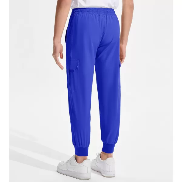 DEVOROPA Boys Joggers Lightweight Hiking Cargo Pants Water Resistant UPF 50 Quick Dry Youth Kids Athletic Running PantsRoyal Blue
