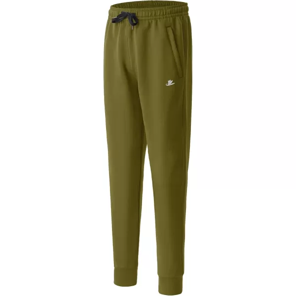 DEVOROPA Boys Joggers Water Resistant Lightweight Youth Tapered Leg Sweatpants Kids Track Running Athletic Pants Zip PocketsArmy Green