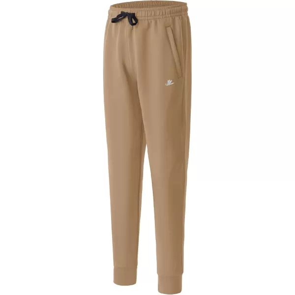 DEVOROPA Boys Joggers Water Resistant Lightweight Youth Tapered Leg Sweatpants Kids Track Running Athletic Pants Zip PocketsKhaki