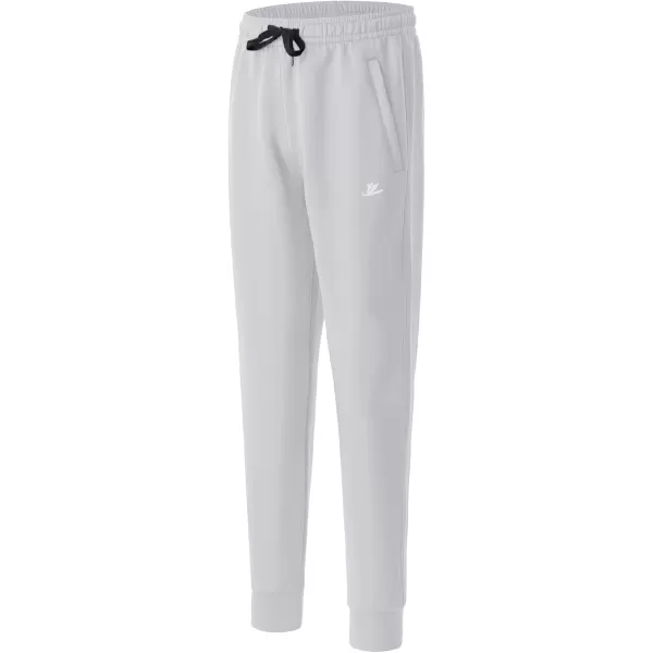 DEVOROPA Boys Joggers Water Resistant Lightweight Youth Tapered Leg Sweatpants Kids Track Running Athletic Pants Zip PocketsLight Grey