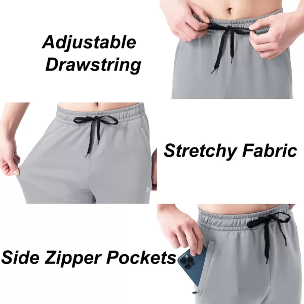 DEVOROPA Boys Joggers Water Resistant Lightweight Youth Tapered Leg Sweatpants Kids Track Running Athletic Pants Zip PocketsLight Grey