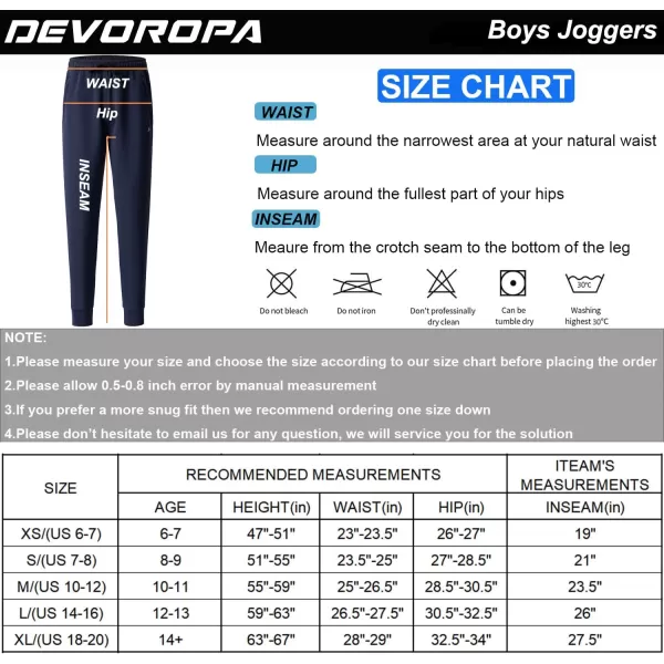DEVOROPA Boys Joggers Water Resistant Lightweight Youth Tapered Leg Sweatpants Kids Track Running Athletic Pants Zip PocketsWhite