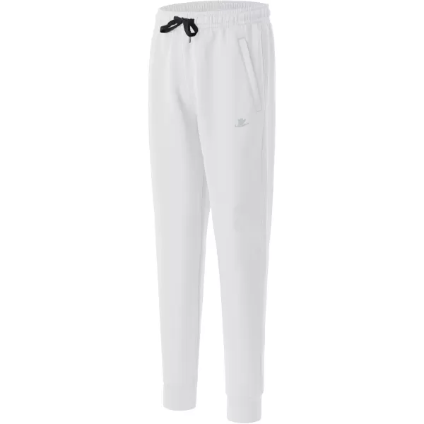 DEVOROPA Boys Joggers Water Resistant Lightweight Youth Tapered Leg Sweatpants Kids Track Running Athletic Pants Zip PocketsWhite