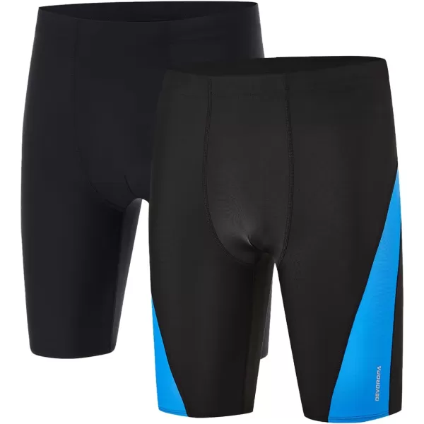 DEVOROPA Boys Swim Jammers Youth Competitive Swim Team Suit Quick Dry Athletic Swimming Shorts UPF 502 PackblackBlue