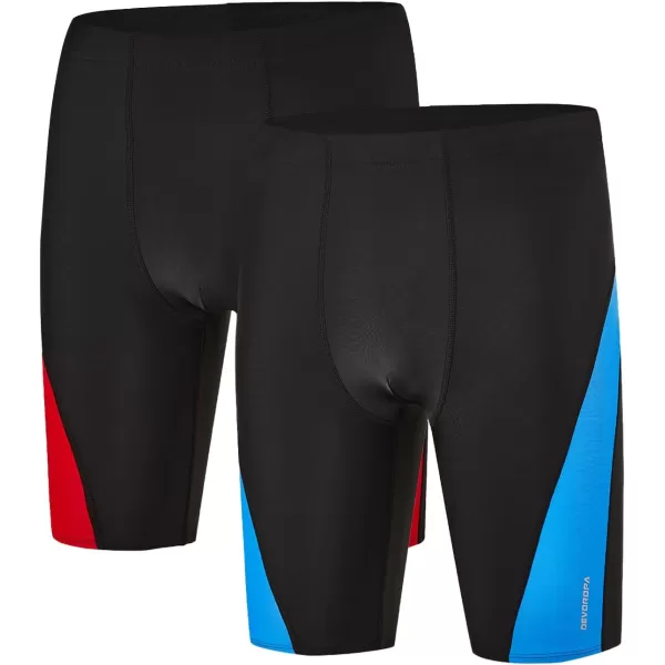 DEVOROPA Boys Swim Jammers Youth Competitive Swim Team Suit Quick Dry Athletic Swimming Shorts UPF 502 PackredBlackblue