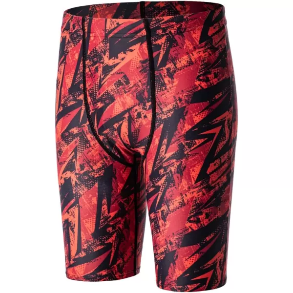 DEVOROPA Boys Swim Jammers Youth Competitive Swim Team Suit Quick Dry Athletic Swimming Shorts UPF 50Abstract C