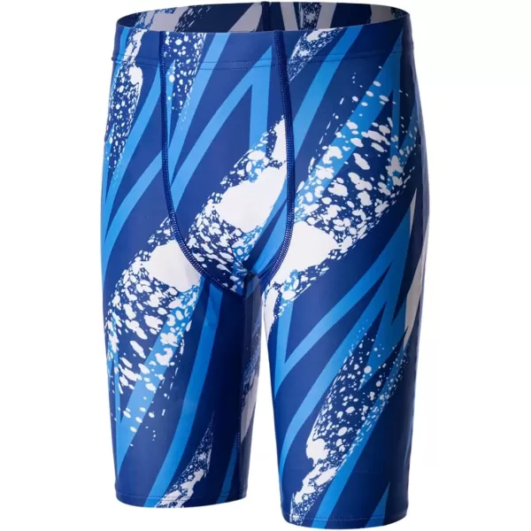 DEVOROPA Boys Swim Jammers Youth Competitive Swim Team Suit Quick Dry Athletic Swimming Shorts UPF 50Abstract E