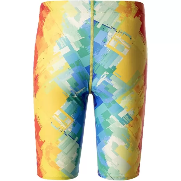 DEVOROPA Boys Swim Jammers Youth Competitive Swim Team Suit Quick Dry Athletic Swimming Shorts UPF 50Abstract F